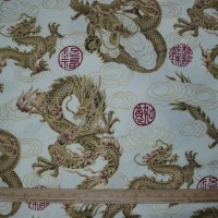 Asian Airbrush Dragon with gold outline cloud on CREAM