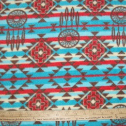 Fleece Native American Indian Blue Red Brown