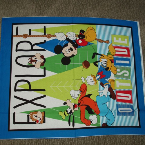 Cotton Quilt top Panel Explore Outside Mickey Mouse and Friends