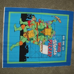 Ninja Turtles Who wants Pizza?  Cotton Quilt top panel