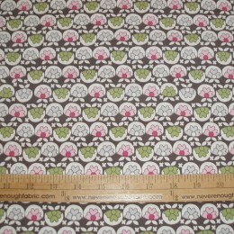 Cotton Blend pink and green flowers on gray