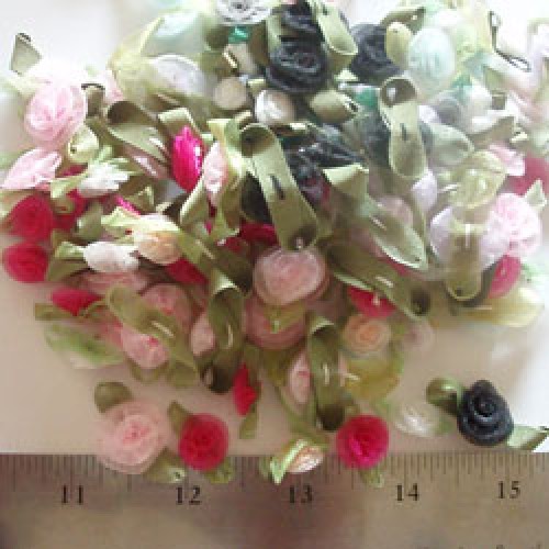 Assorted sizes colors ORGANZA ribbon roses  #46