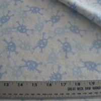 Flannel 2 shades of blue skulls on white