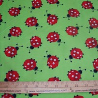 Poly/Cotton LADYBUGS on GREEN