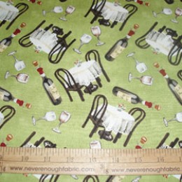 Cotton Fabric by Susan Wheeler BISTRO in GREEN