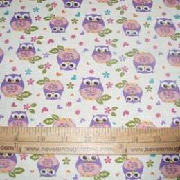 DT Cotton What a hoot Owl on cream