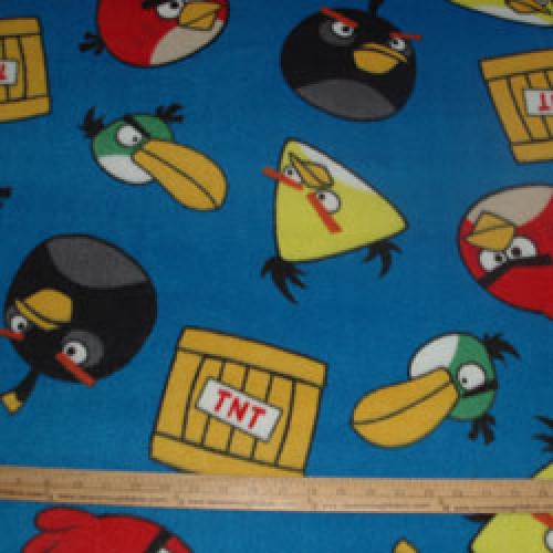 Fleece Licensed ANGRY BIRDS TNT on blue