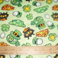 Cotton Fabric Licensed ANGRY BIRDS ST Patricks Day 
