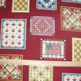 Robert Kaufman YESTERYEAR Country Quilts on Brick Red