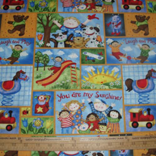 Cotton Fabric You are My Sunshine patchwork multi racial kids