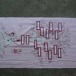 Michael Miller Children at Play Family Tree on pink