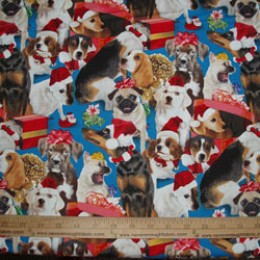 Elizabeth's Studio Holiday Friends Collection Dogs on blue #4204
