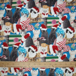Elizabeth's Studio Holiday Friends Collection CATS on blue #4203