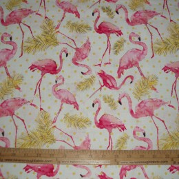 Cotton Fabric Flamingo Paradise in pink and Gold
