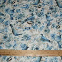 David Textiles Springs Bird Houses & Pines Digital Multicolor Premium Quality 100% Cotton Fabric by The Yard. M17KK