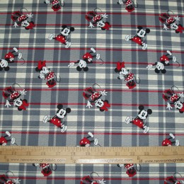 Mickey & Minnie Mouse on black and gray plaid