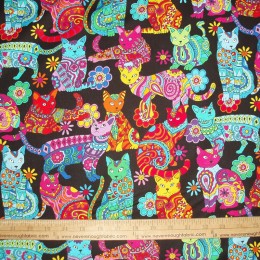 Timeless Treasures Cat Mosaic bright colors