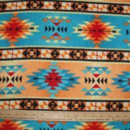 Fleece Native American Indian Orange Turquoise Brown