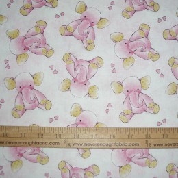 Cotton Baby Elephants on Lt Pink Hearts