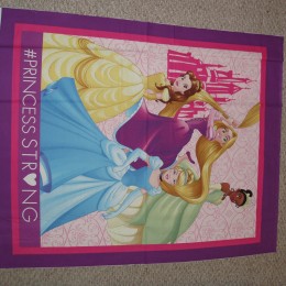 Cotton Quilt top panel Disney Princess Tiana Rapunzel Cinderella Belle