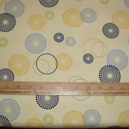 Cotton Blend Blue and yellow circles on yellow