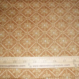 Cotton Malaysian Mosaic with hearts in a orangy TAN
