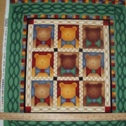 Cotton Fabric Debbie Mumm craft panel Bears with Bow Ties
