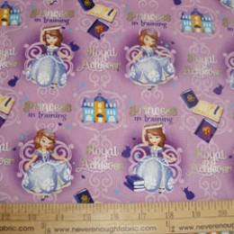 Cotton fabric Sophia the First on lavender
