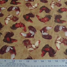 Cotton Fabric with ROOSTERS by Courtney Davis